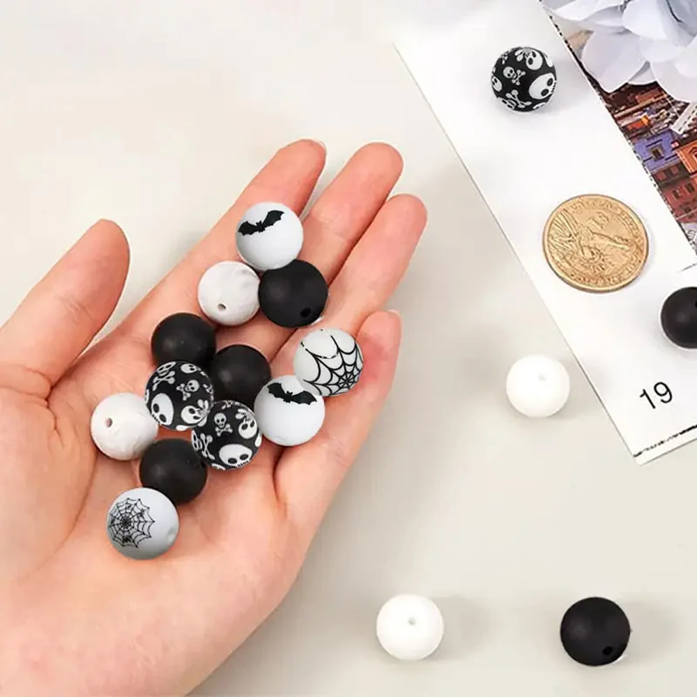 6/25/36PCS Halloween Bat Spider Silicone Bead Set, Perfect for DIY Handmade Crafts Such as Keychains, Necklaces, Bracelets, Etc