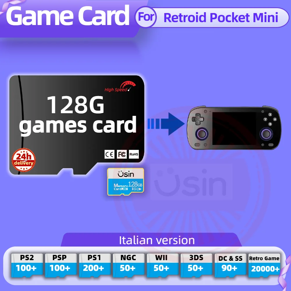 Memory Game Card For Retroid Pocket Mini 5 4 3 Italian version Retro PS2 PSP Games Android Gaming portable Console SD TF 128G