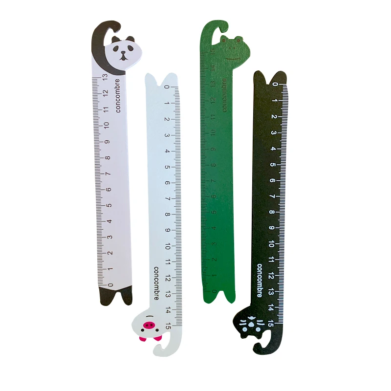 2Pcs 15cm Wooden Cartoon Animal Ruler Cute Journal Stationery Study Office Measuring Ruler Little Gift Kawaii School Supplies