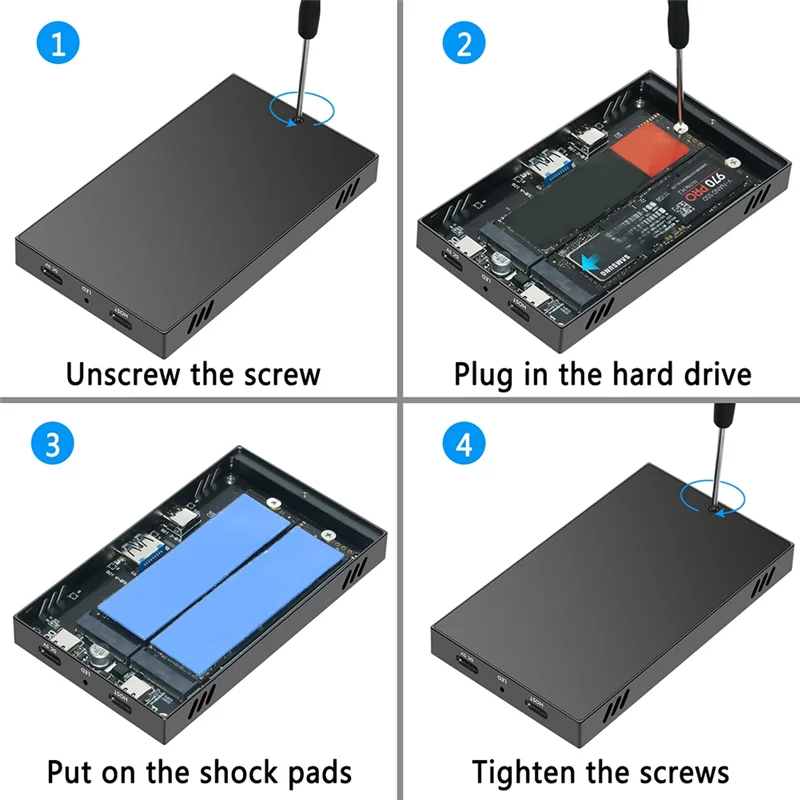 TA-M.2 Nvme SSD Docking Station 10Gbps Dual-Bay Aluminum Hard Drive Case For PC And Laptop