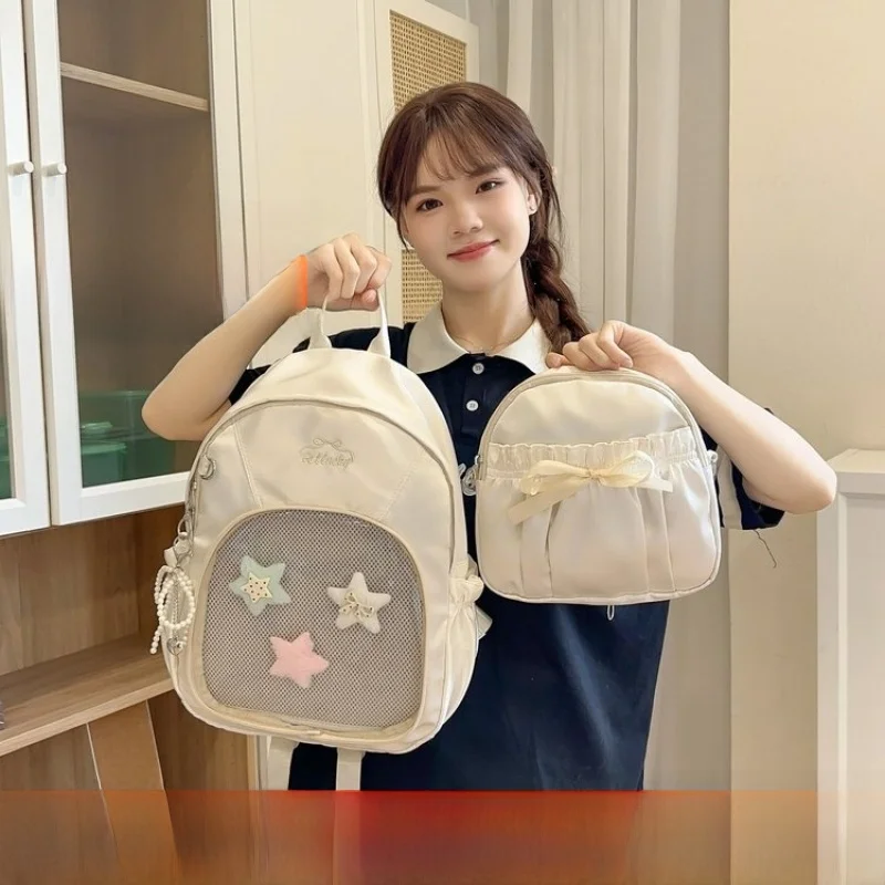 Detachable Single Shoulder Crossbody Bag Double Shoulder Backpack Large Capacity Commuter Forest System Book Bag Baby Bag for...