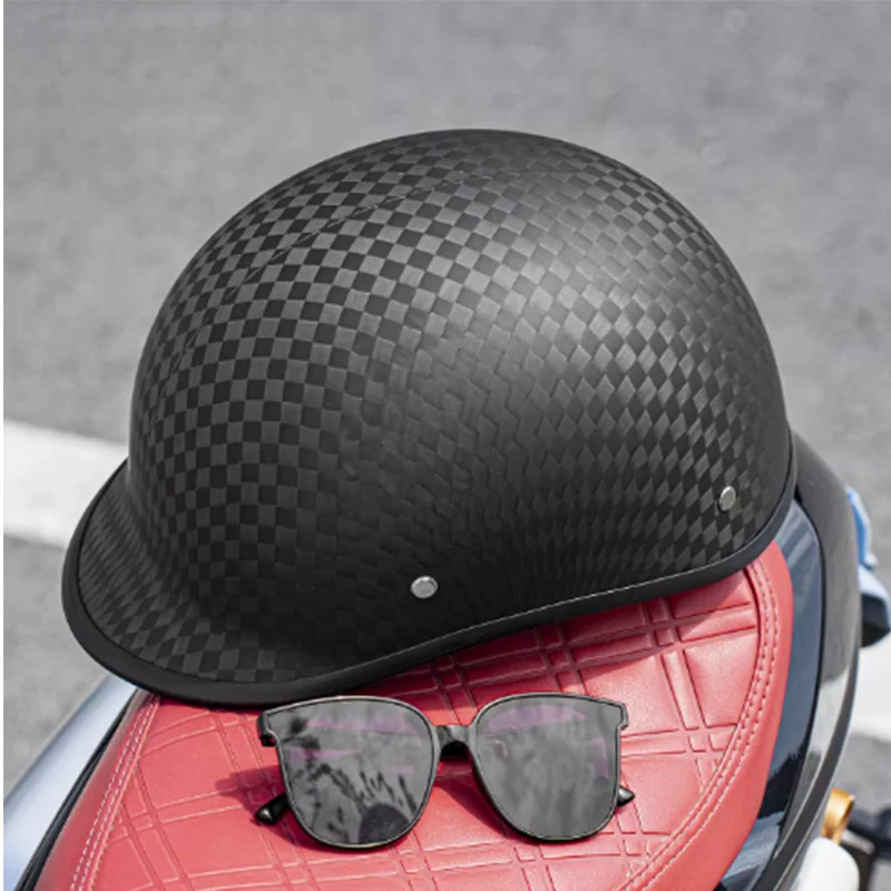 

Motorcycle Carbon Fiber Half Ladle Helmet Lightweight Summer Unisex Retro Cruising Riding Safety Helmets 12K Matte Black