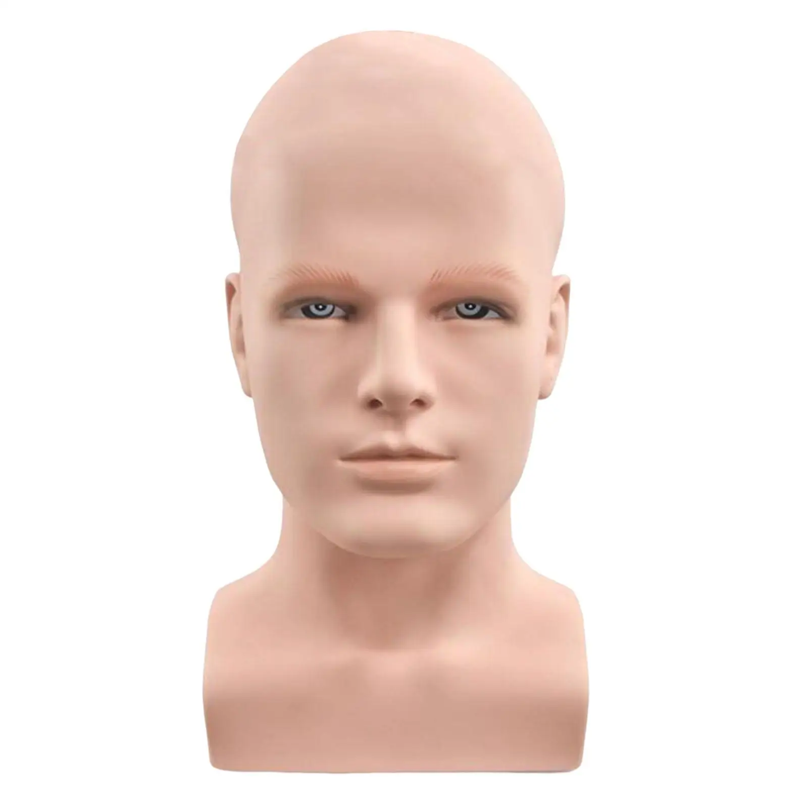 Realistic Male Mannequin Head with Stand for Wig Hat Scarf Display PVC Craft Model Head Bust