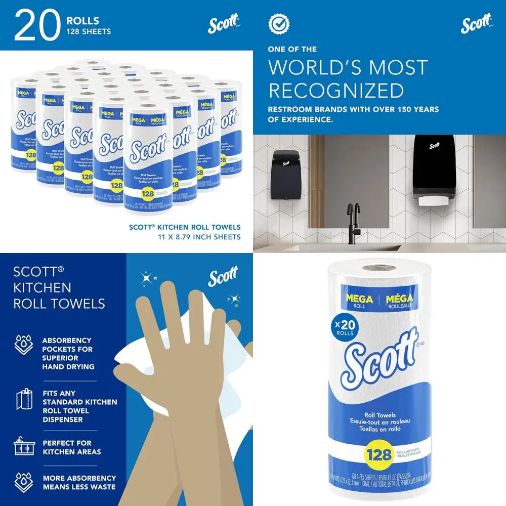 

Бумажные полотенца белые оптом - высокая впитываемость, перфорированные, 128 листов в рулоне, 20 рулонов в коробке, всего 2560 листов