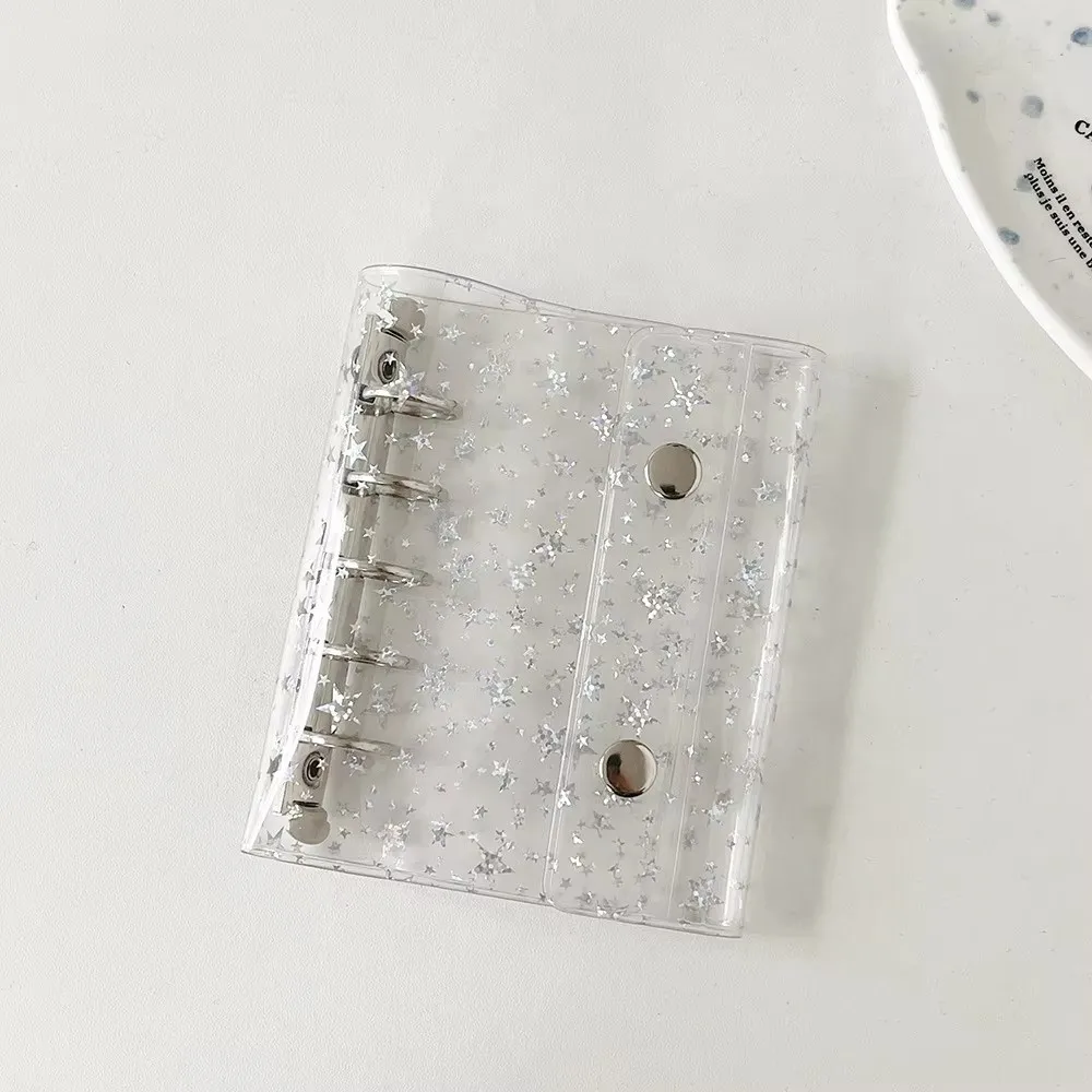 Y2k Fashion Loose Leaf Card Album Transparent 3in Photo Storage Buckle Card Holder Book Buckle Closure Sparkling M5 Stars