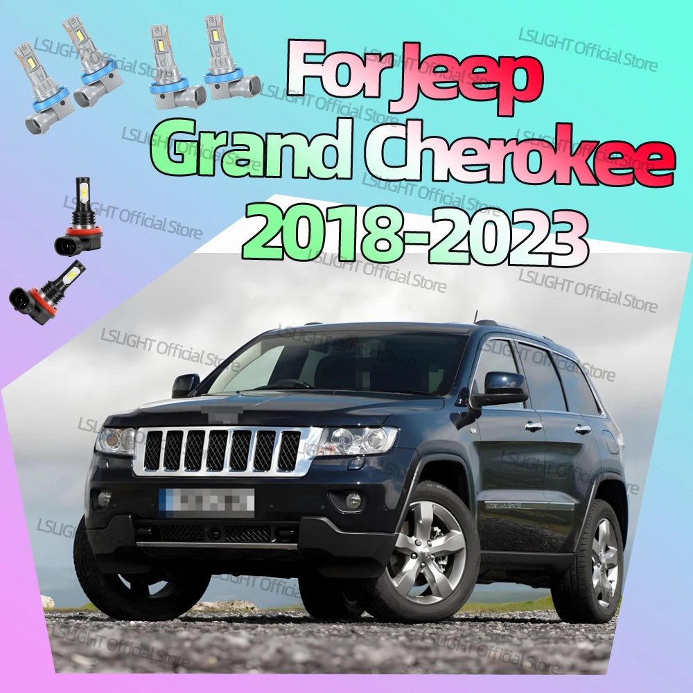 2/6x LED Headlights 3570 CSP Fog Lamp Bulbs For Jeep Grand Cherokee 2018-2023 2019 2020 2021 2022 High Low Beam 6000K Plug&Play