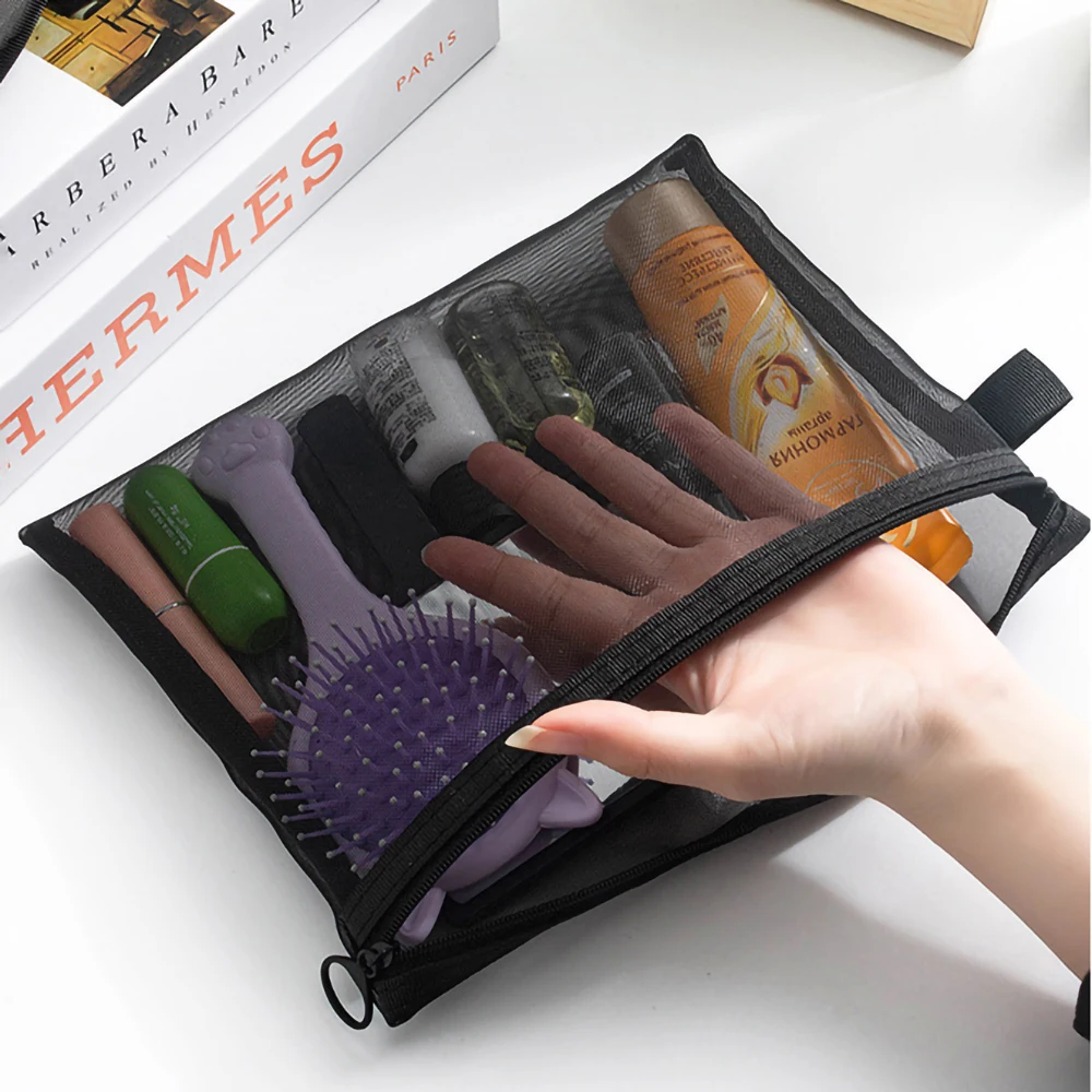 1/3/5pcs Mesh Clear Cosmetic Bags Women Black Makeup Bag Portable Travel Toiletry Organizer Case Lipstick Storage Pouch Gift