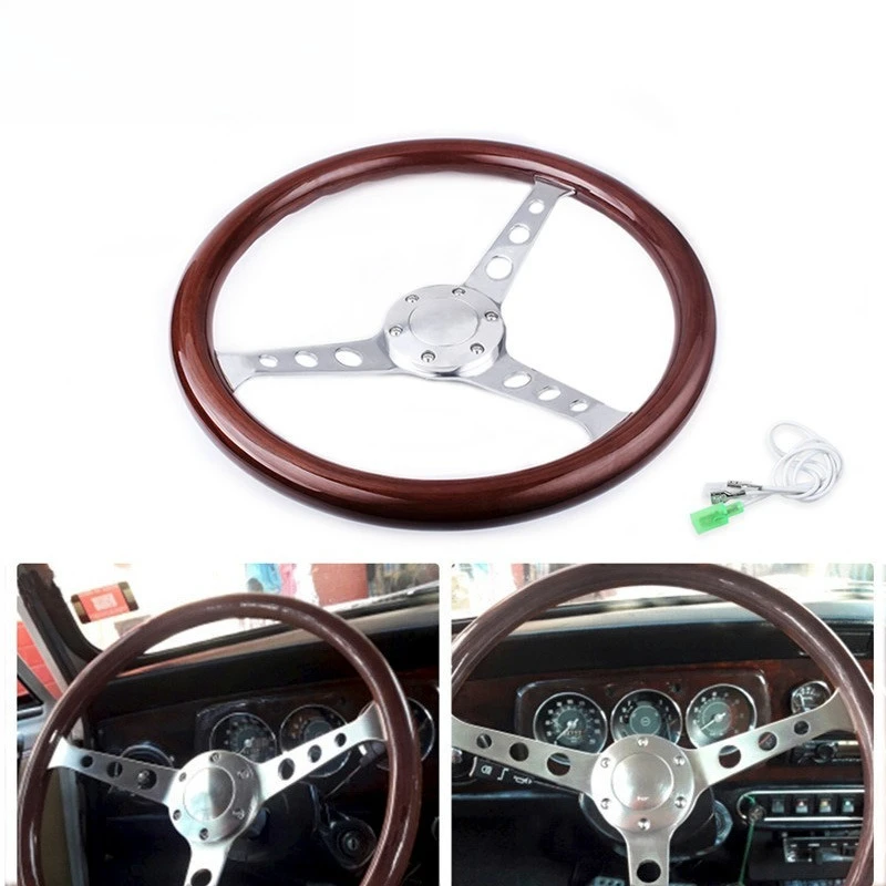 Car modification accessories 15-inch 380MM6 hole mahogany classic car retro steering wheel