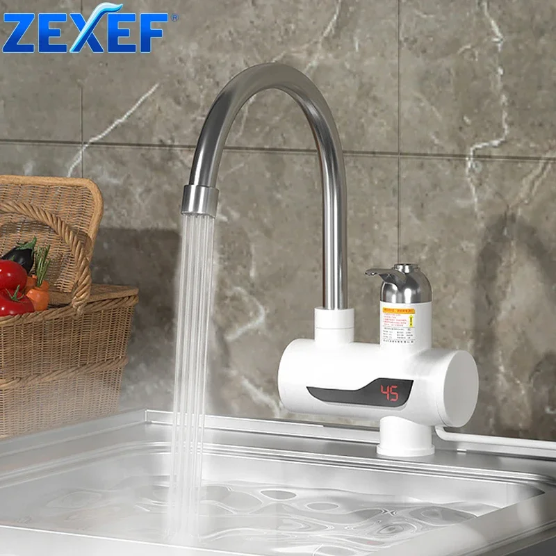 

ZEXEF Electric Hot Cold Water Tap Only Accessory Kitchen Faucet Mixer Heating 360 Degree Instant Fast Rotation Bathroom Supplies