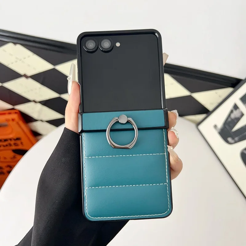 Down jacket Ring Case for Samsung Galaxy Z Flip 8 7 FE 6 5 5G Centre Shaft Leather  Cover Anti-knock Cases for Flip5 Flip6 Flip8