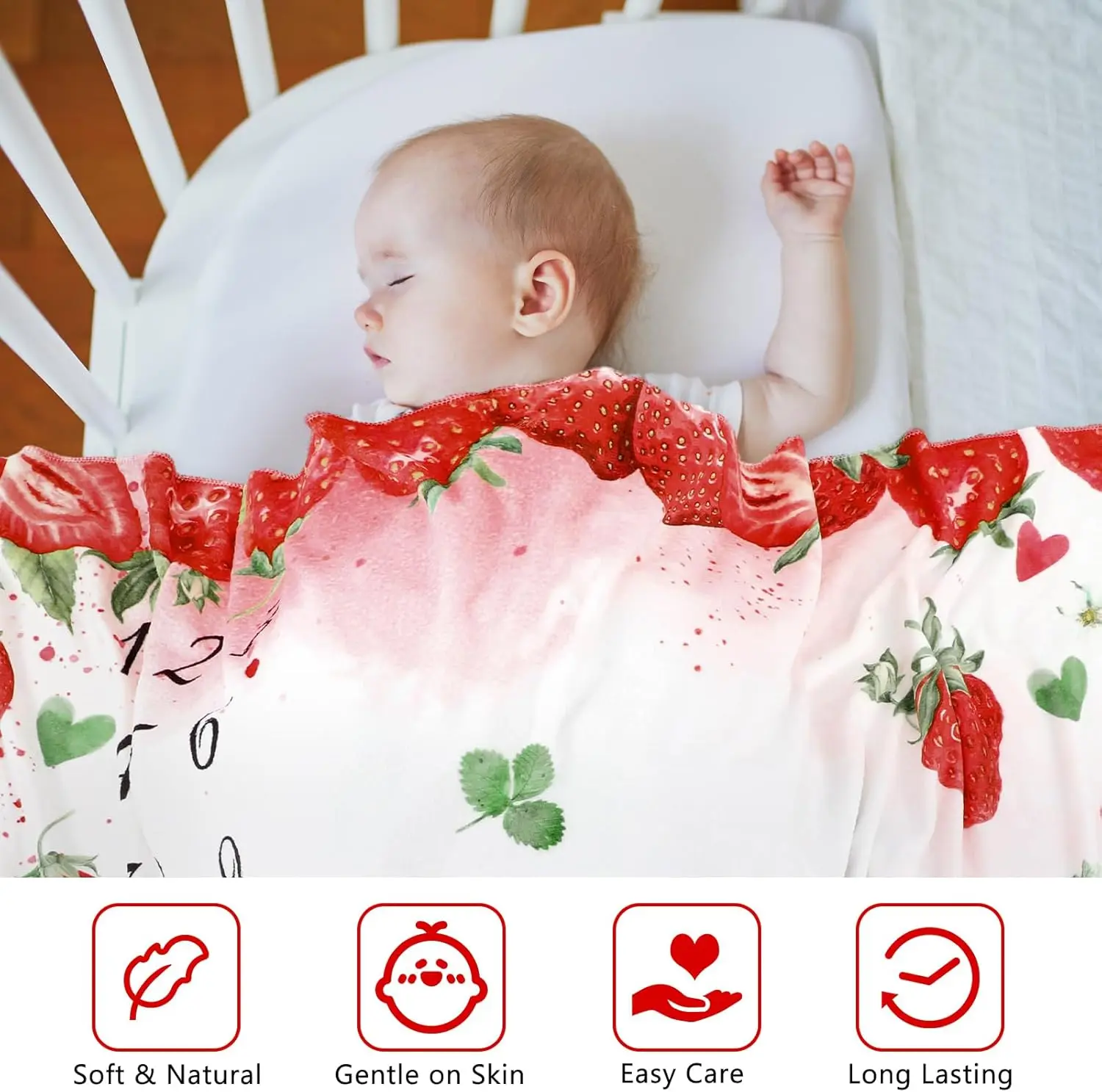 VIKAMA Baby Monthly Milestone Blanket - 12-Month Growth Record - Newborn Photography Background Blanket - Baby Room Decor Blanke