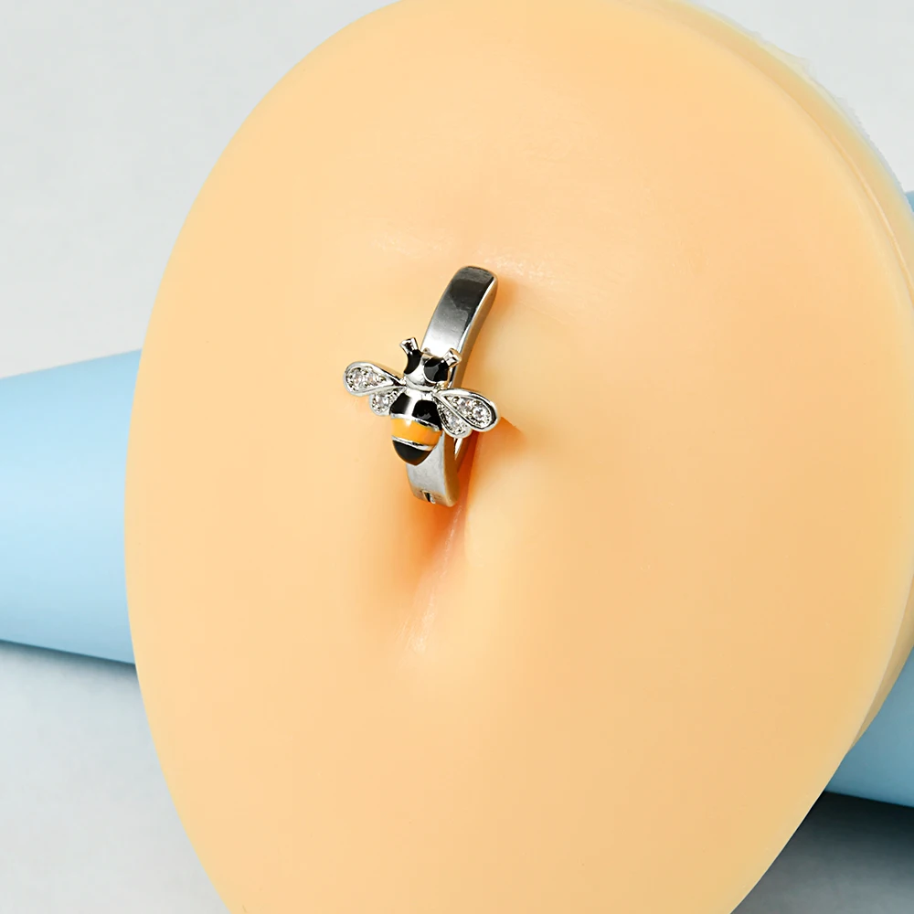 1PC 316L Stainless Steel Skull&Butterfly CZ Belly Button Ring Reverse Curved Classic Style Snap Belly Piercing Body Jewelry