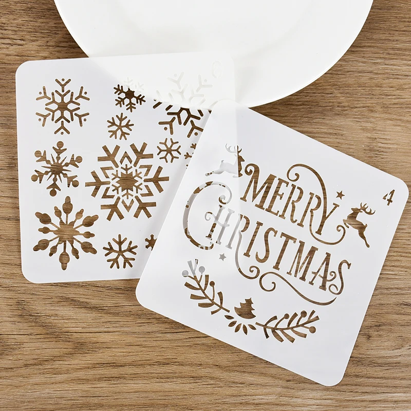 Merry Christmas Print Cake Stencil Templates Decoration Reusable Cake Cookies Baking For Stencil Diy Craft Painting