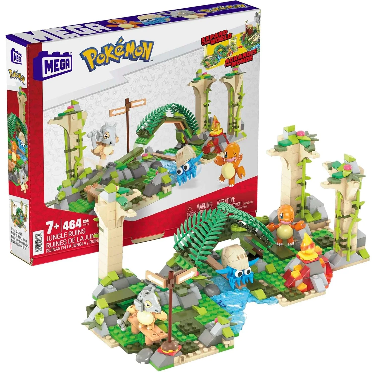mega-construx-ポケモン-ルイナス・オルビダス-アドベンチャービルダー-ビルディングブロックセット-キャラクター3体付き-おもちゃ-hdl86-箱なし