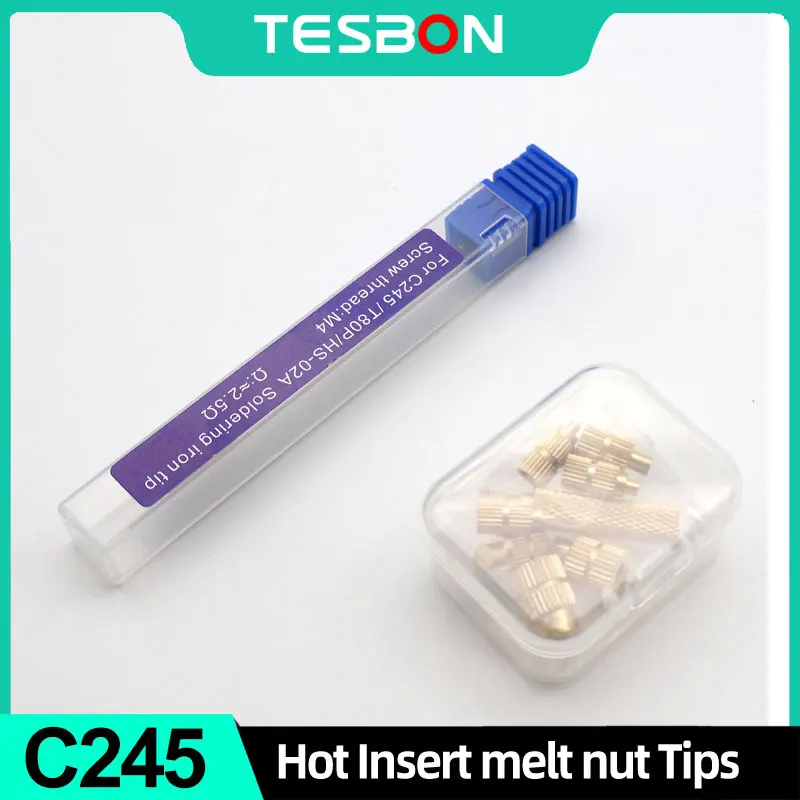 Heat Set Insert Tool, with Thread Inserts M2 M2.5 M3 M4 M5 M6 M8, Compatible with JBC245 /HS-02A/T80P Soldering Iron 3D Printing