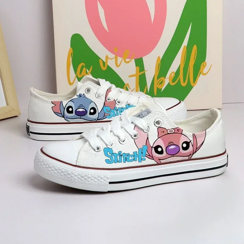 Disney Lilo & Stitch Kids Canvas Shoes Cartoon Sport Shoes Children Fashion Print White Shoes Boys Tennis Shoe Kawaii Sneakers