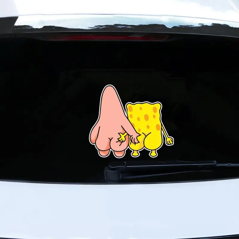 Reflective Car Sticker SpongeBob SquarePants Big Star Scratches Butt Funny Cartoon Car Body Covering Glass Decorative Stickers