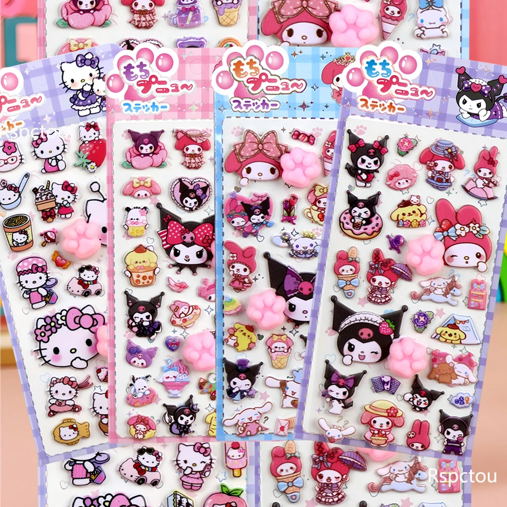 6 قطعة سانريو الإبداعية لينة القط مخلب ملصقات كورومي بلدي ميلودي سعيد قرصة الضغط ملصق DIY بها بنفسك مذكرات الهاتف مكافأة لعبة مائي