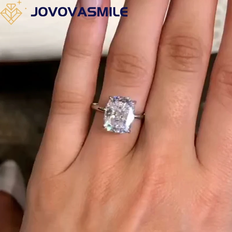 

JOVOVASMILE Moissanite Ring 5carat 9x11.5mm Crushed Ice Cushion Cut Real Pure 9k 14k 18k Gold Solitaire Rings 925 Fine Jewelry