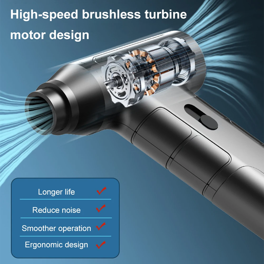 2 in 1 Air Blower & Vacuum Cleaner 110000 RPM 4000mAh Jet Dry Blower Rechargeable Computer Vacuum Cleaner for Keyboard Cleaning