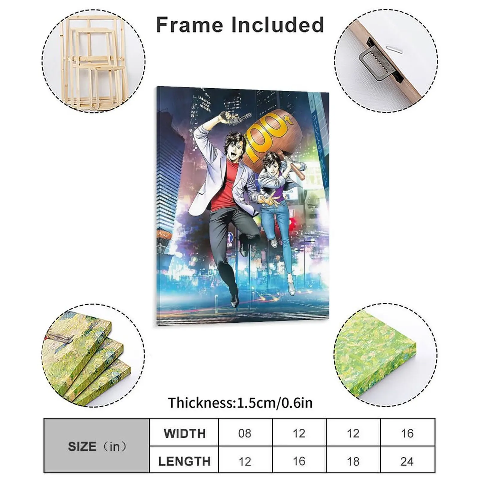 City Hunter Nicky Larson In Tokyo Canvas Painting Home Designer Cinema Create Mural City Hunter Framed Wall Painting