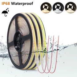 IP68 Impermeável COB LED Strip DC 12V 24V 5M 10M 15M 320LEDs/m Flexível FOB LED Tape para Sauna Piscina Iluminação Exterior