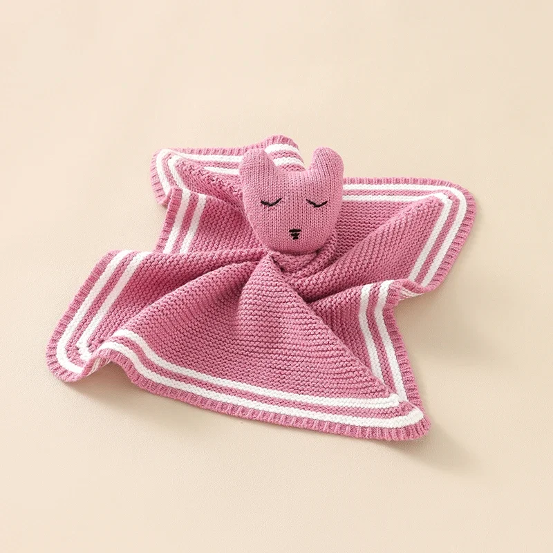 Serviettes tricotées Security ed pour bébé, dessin animé mignon, enfant, couverture apaisante, jouet de sommeil, lit, nouveau-né, fille, garçon, gant de toilette confortable, solide, 36x36cm