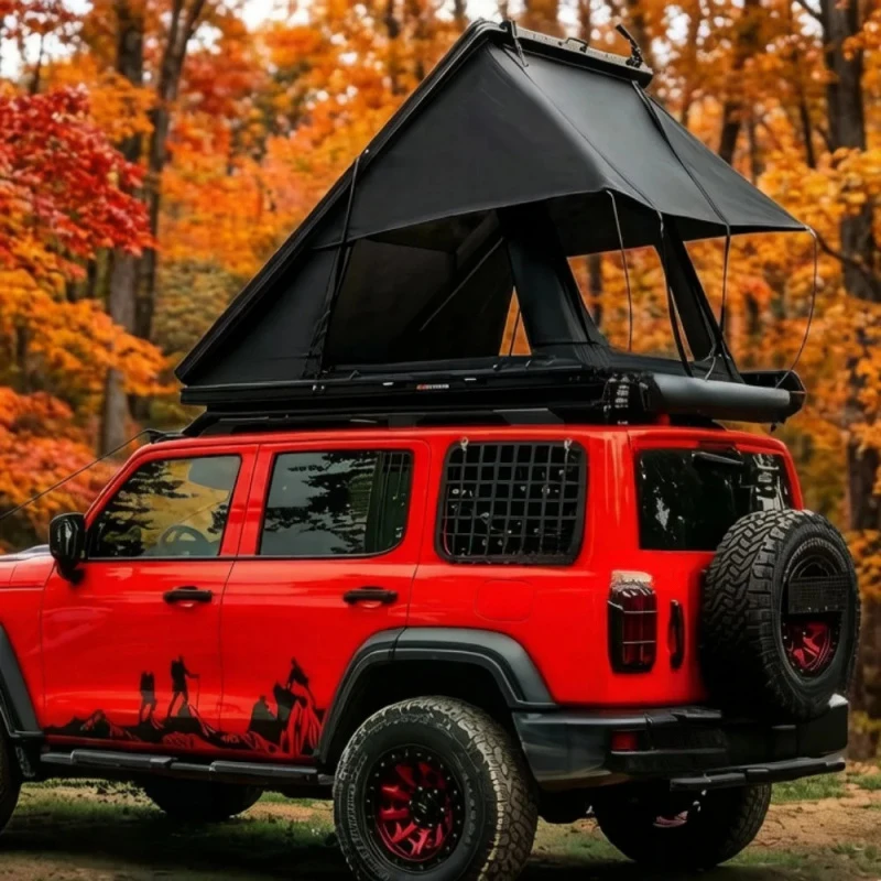 Ultra Thin Triangle Aluminum Hard Shell RTT Roof Tent For Vehicle Outdoor Camping