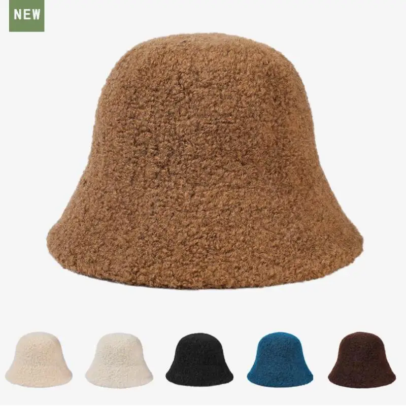 

Wool Bucket Hat Women Winter Autumn Warm Windproof Ear Protectors Fisherman Cap Female Simple Solid Color Bonnet Beanie New 2023