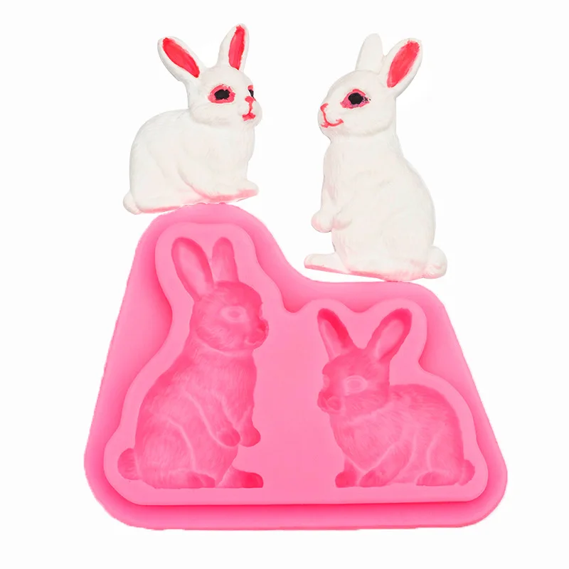 Bunny Silicone Fondant Mould Baking Cake Decoration Insert Soft Pottery Clay Mold A844