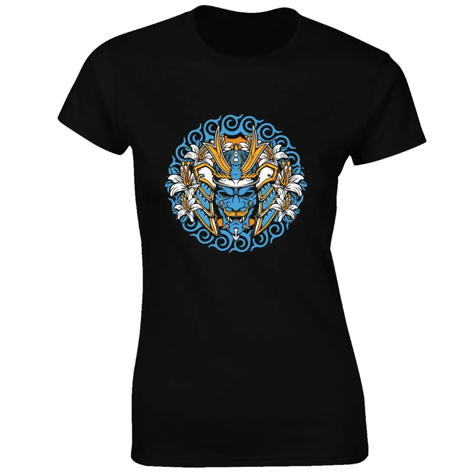 BÖSER SAMURAI DAMEN T-SHIRT JAPAN TOP JAPANISCHER KRIEGER COMIC ANIME COOLE MODE vintage Washed Stretched Fashion Vielseitig