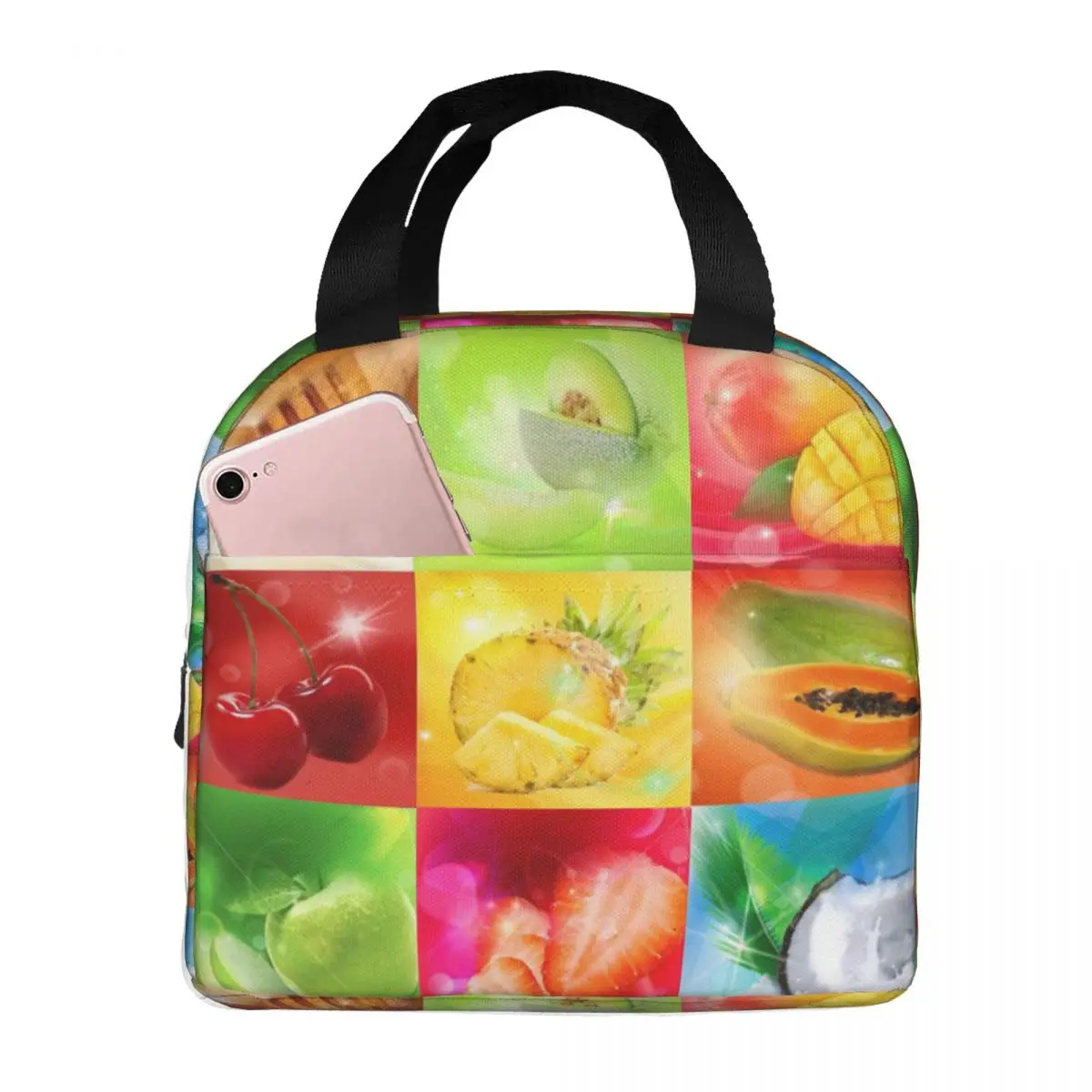 

Colorful Fresh Fruits Summer Insulated Lunch Bag for Kids School Cooler Thermal Food Box Tote Leakproof Lunch Boxes Container