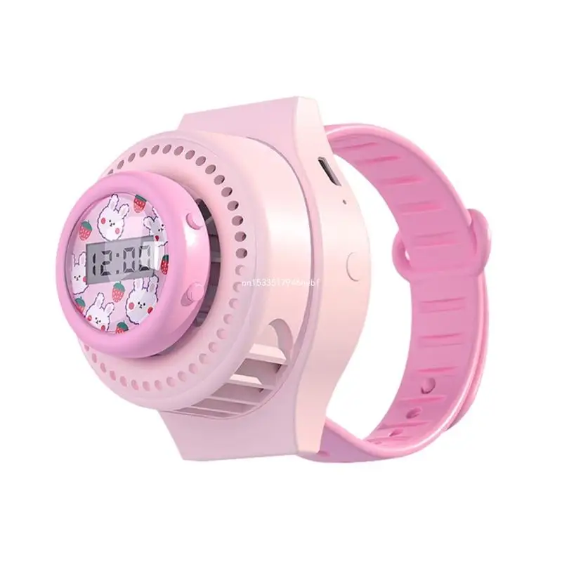 Portable Hand-held Cartoon Watch Fans USB Charging Teens Kid Wrist Wearable Fans Cooling Fans for School Office Dropship