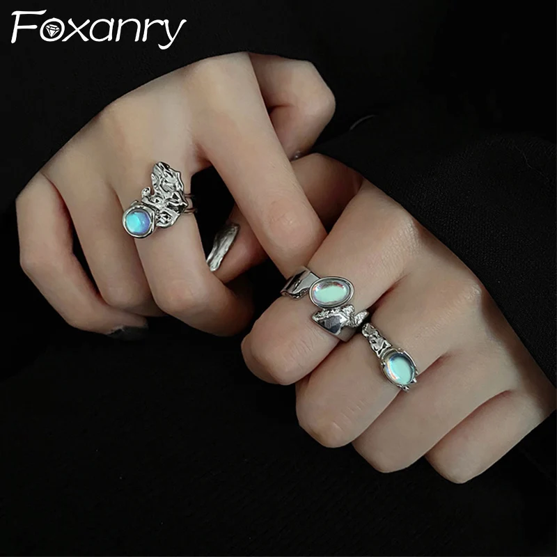 خواتم فوكسانري بلون فضي للنساء ، الأزواج ، التصميم الإبداعي ، الشخصية الأنيقة ، مجوهرات الذكرى السنوية ، الكورية ، الموضة الجديدة #1