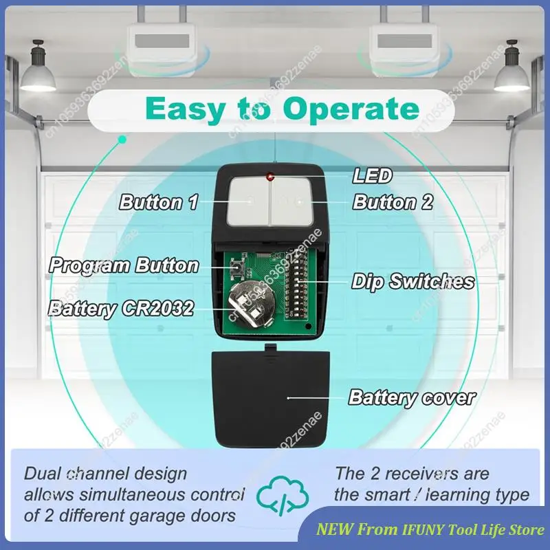 

For Dip Switch Garage Door Opener Remote,For Clicker Liftmaster Chamberlain Genie Linear 375LM 375UT New