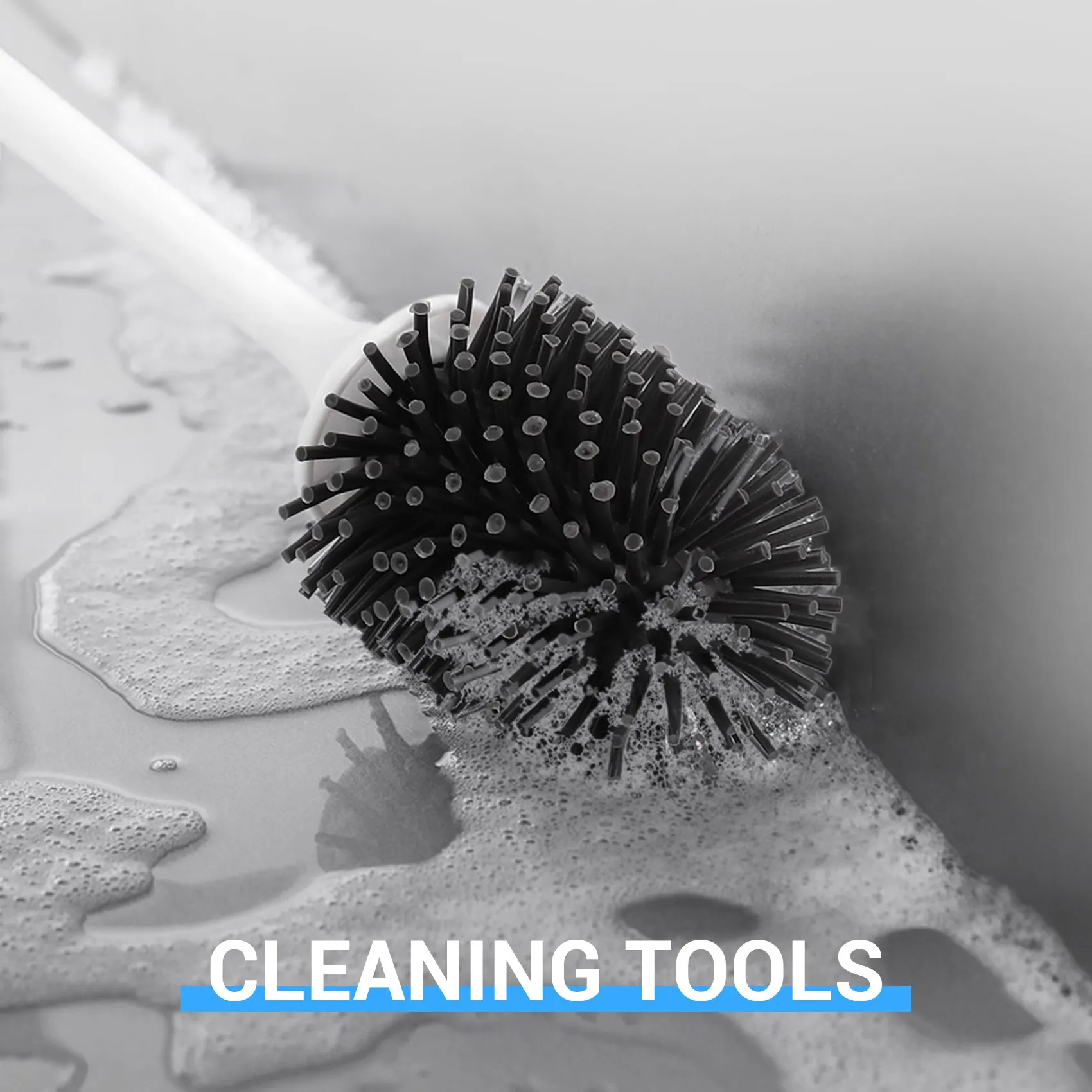 

ABKL-Silicone Toilet Brush With Holder Set Soft Silicone Bristle Bathroom Toilet Bowl Brushes Set Non-Slip Handle With TPR Soft