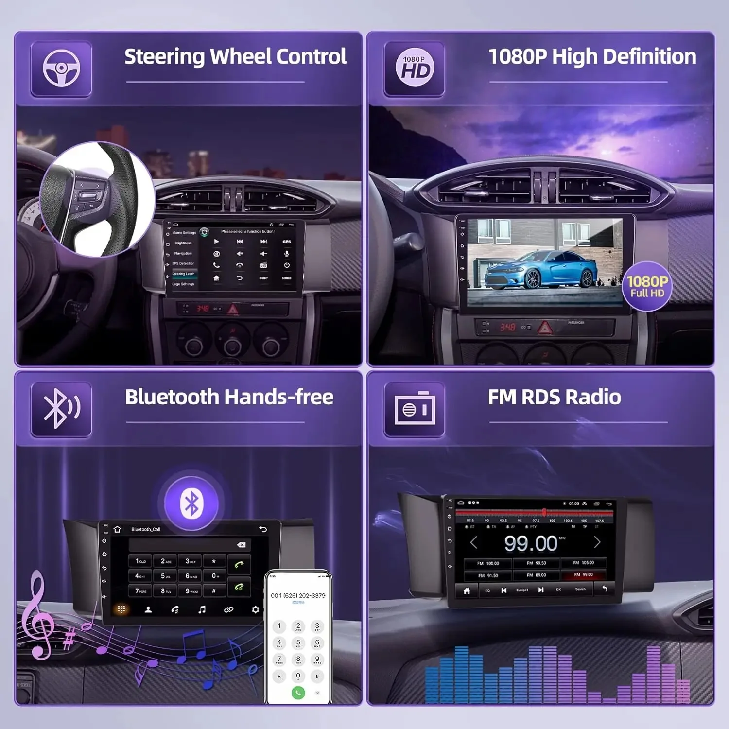 لتويوتا GT86/سوبارو BRZ 2012-2016 9 "أندرويد 13 شاشة تعمل باللمس ستيريو Carplay/أندرويد السيارات/HiFi/واي فاي/بلوتوث/كاميرا احتياطية/ميكروفون #3