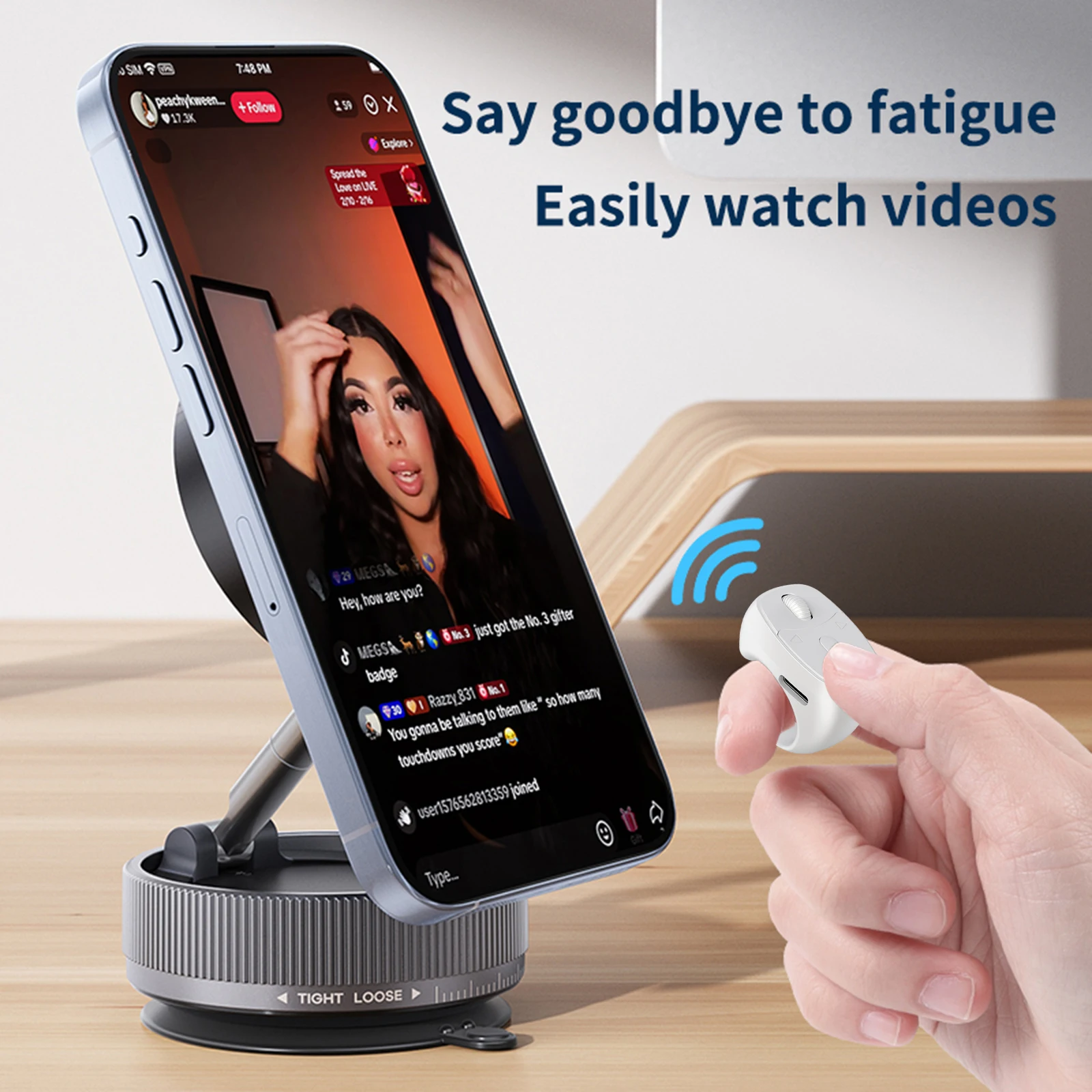 مصراع الإصبع اللاسلكي للتحكم عن بعد بلوتوث وحدة تحكم الهاتف المحمول فيديو التقليب تصفح للهواتف الذكية مصراع الكاميرا