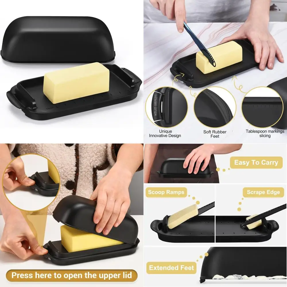 

butter dish with lid, butter container holds for countertop, unbreakable butter keeper for home kitchen decor, perfect for east