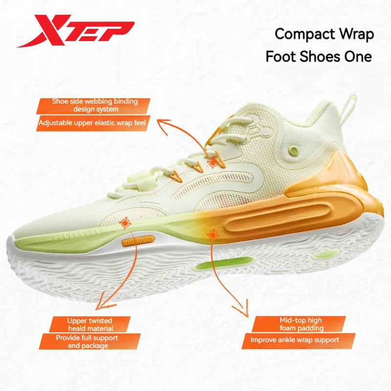 Xtep FengchiV2 Basketball Shoes For Men 2024 Summer Cushion Sports Shoes Mid Top Stronger Propulsive Force Sneakers 876219120003