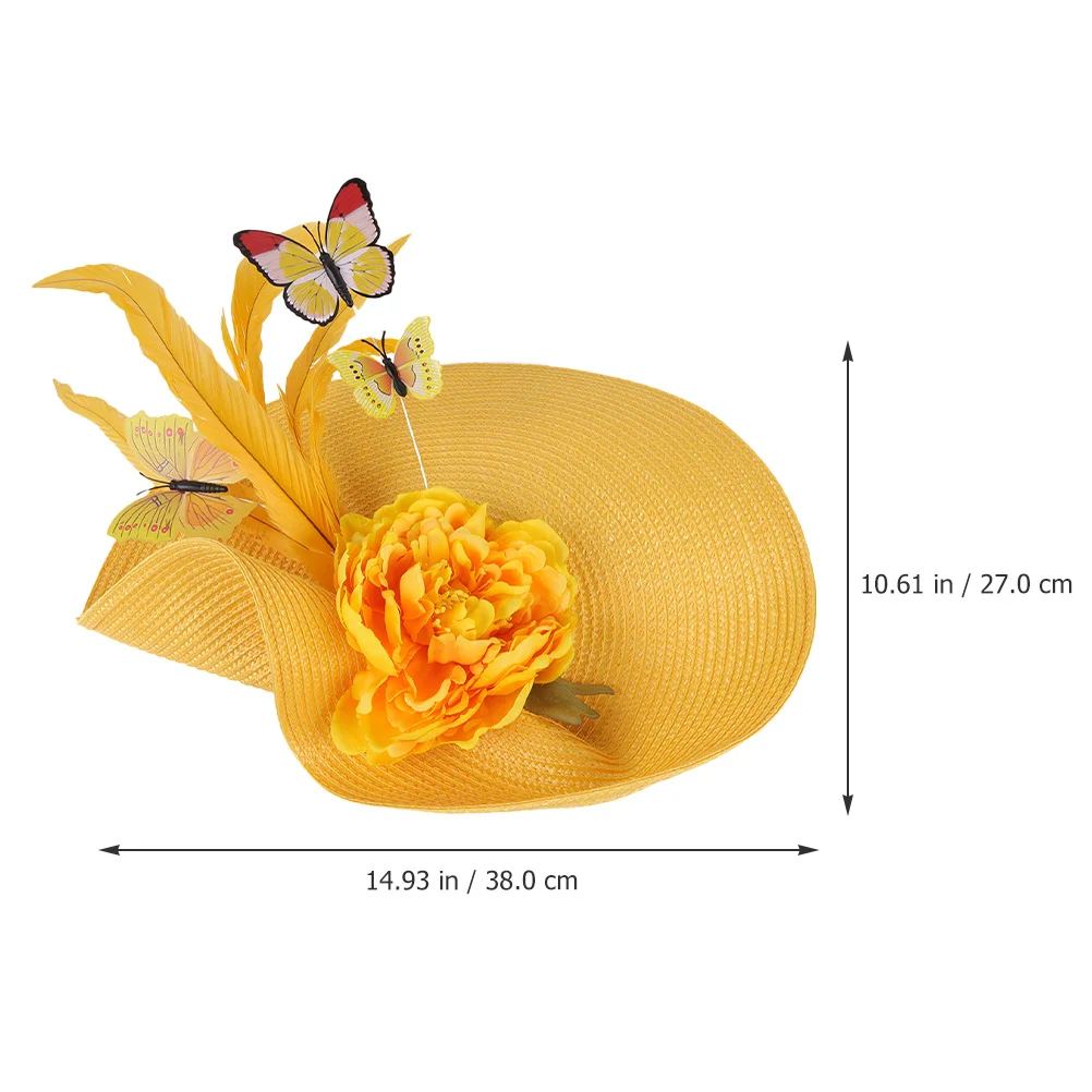 

Банкетная шляпа, женская соломенная шляпа-чародей, преувеличенная повязка на голову с бабочкой, элегантный головной убор для чаепития, свадьбы, чародеи для женщин