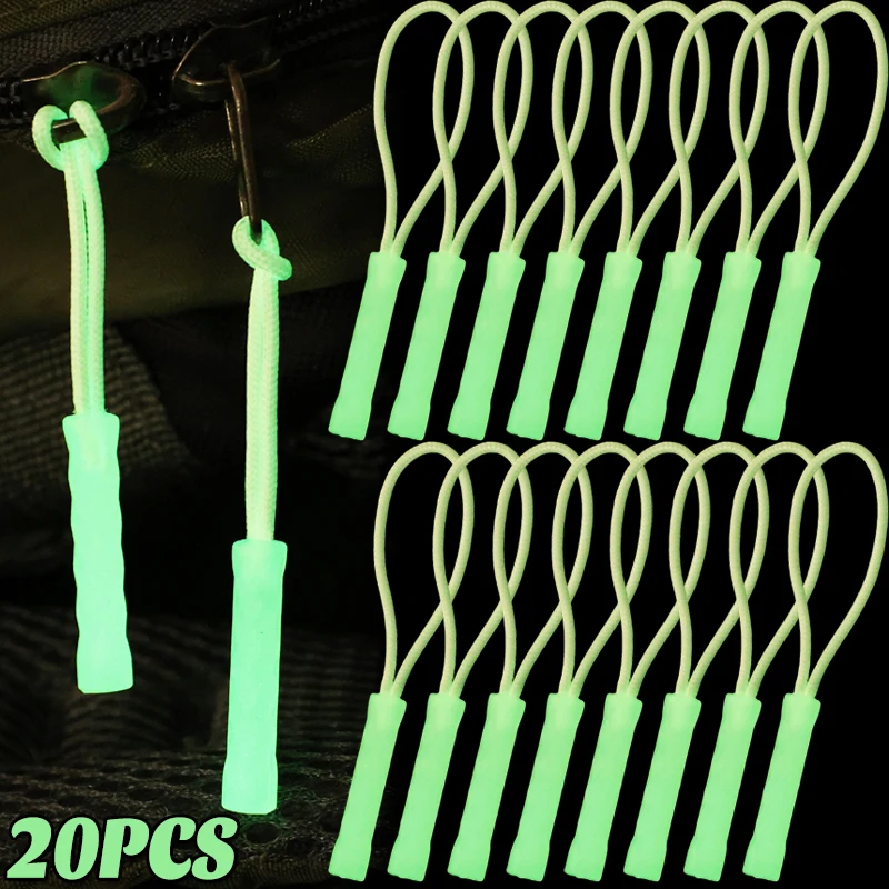 Luminous Zipper Pull Extension Glow in The Dark Zipper Head Backpack Pull Ring Travel Bag Replace Zipper Slider Anti-loss Rope
