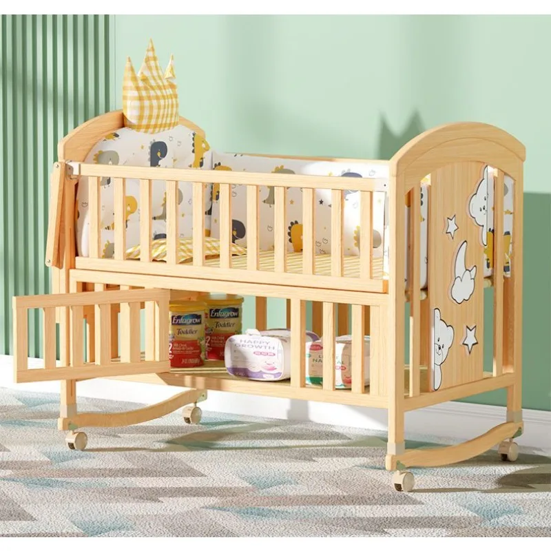 

Детская кроватка-люлька из массива дерева для совместного сна, регулируемая по высоте, мобильная, многофункциональная, от люльки до кровати для малыша