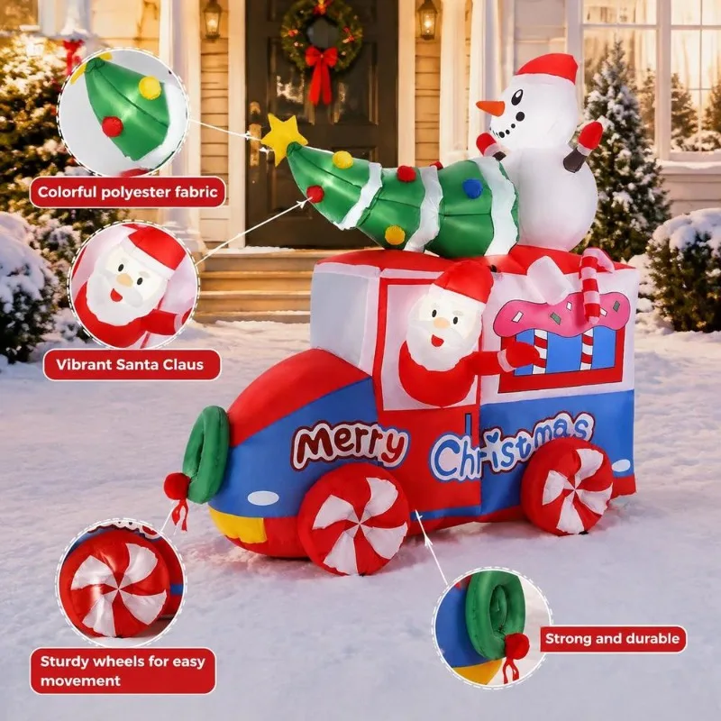 Décoration Gonflable Père Noël en Voiture 152 cm en Polyester,