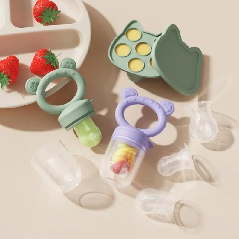 54DF Bộ nạp thực phẩm Khuôn sữa Bộ nạp trái cây có khay Nibble để cho trẻ sơ sinh ăn