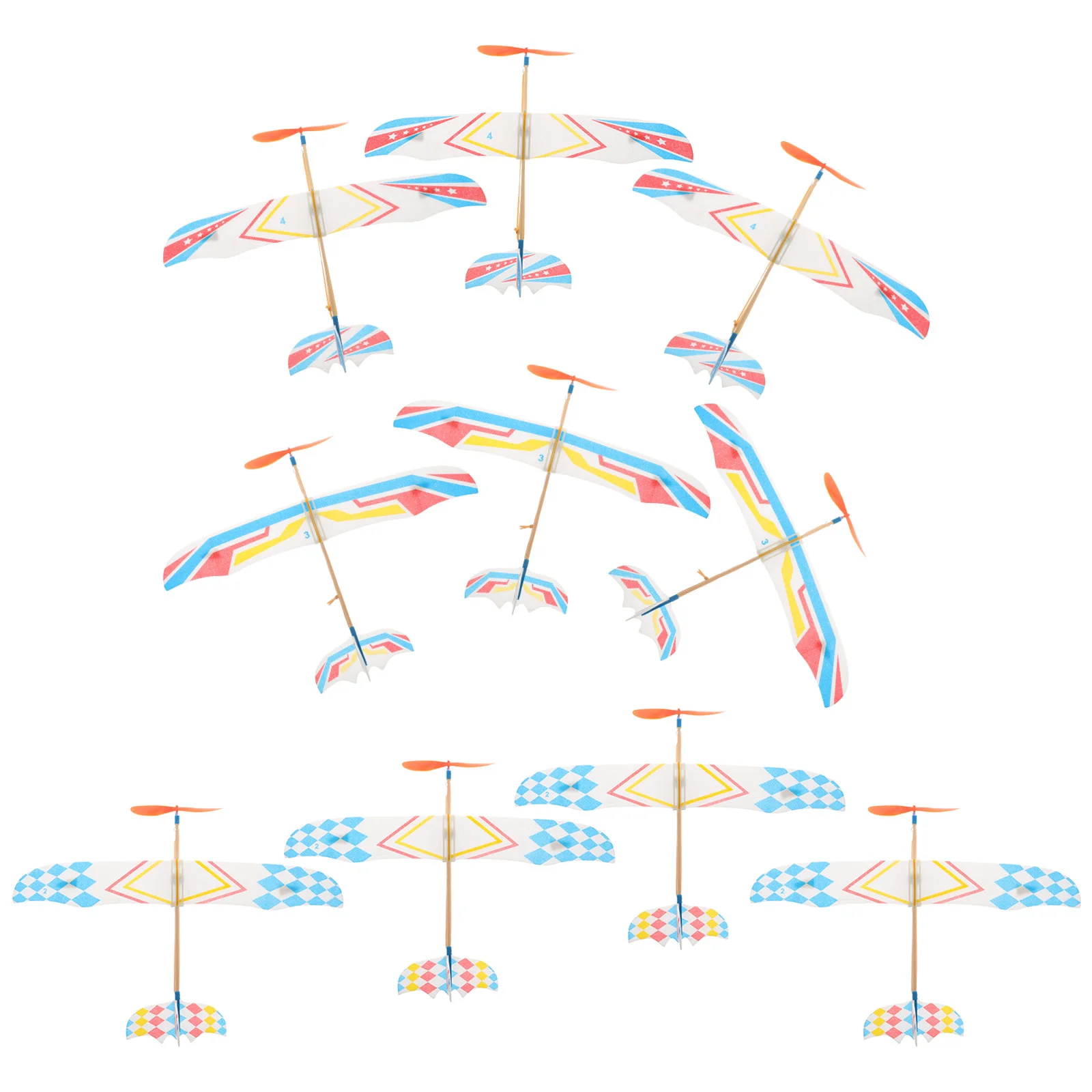 10 قطع من ألعاب الطائرات الورقية التي تعمل بشريط مطاطي للأطفال الصغار