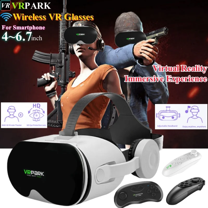 Original J70 4K Wireless Virtual Reality VR Glasses Stereo 3D Videos Google Cardboard Box Headset Helmet for Smartphone Max 6.7