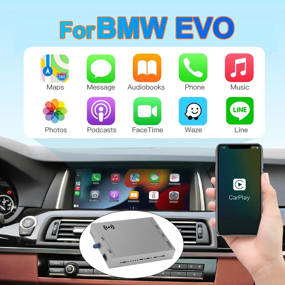 

Plug & Play Android Auto Interface Box Wireless Carplay for BMW X1 X3 X4 X5 X6 1 2 3 4 5 6 7 MINI with EVO MirrorLink