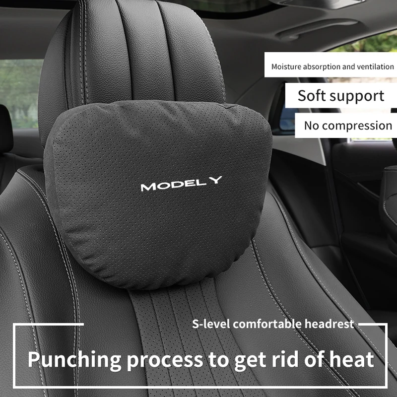 Top Quality Car Headrest Neck Support Seat Soft Protector Neck Pillow Breathable For TESLA MODEL Y 3 Auto Interior Accessories