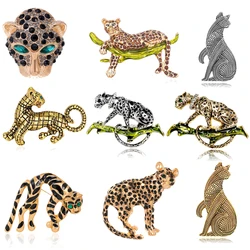 Spilla leopardata ghepardo esagerata prepotente maschio e femmina simpatici animali spille animali con strass in metallo regali di gioielli in costume